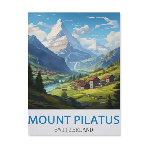 Puzzles 1000 Stück Holz Montage Bild，Mount Pilatus, Schweiz，Filmplakat Für Erwachsene Spiele Lernspielzeug（75x50cm）-EF79 von YYHMKBYY