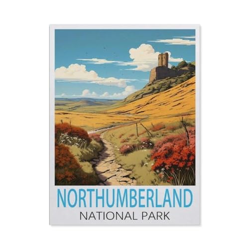Puzzles 1000 Stück Holz Montage Bild，Northumberland-Nationalpark Vintage Reiseplakate，Filmplakat Für Erwachsene Spiele Lernspielzeug（75x50cm）-BY49 von YYHMKBYY