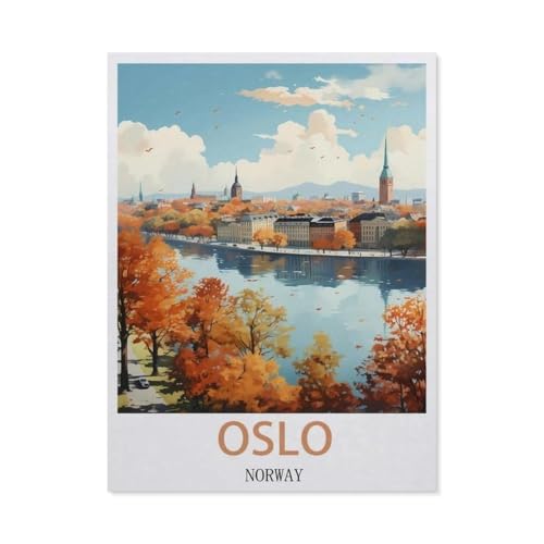 Puzzles 1000 Stück Holz Montage Bild，Oslo, Norwegen，Filmplakat Für Erwachsene Spiele Lernspielzeug（75x50cm）-EO68 von YYHMKBYY