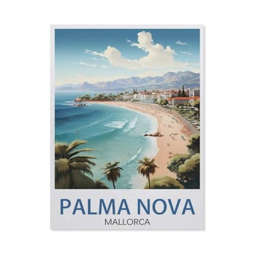 Puzzles 1000 Stück Holz Montage Bild，Palma Nova Mallorca Vintage-Reiseposter，Erwachsene Spiele Lernspielzeug（75x50cm）-AN4 von YYHMKBYY