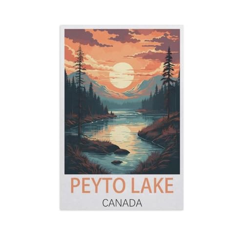 Puzzles 1000 Stück Holz Montage Bild，Peyto Lake Kanada，Filmplakat Für Erwachsene Spiele Lernspielzeug（75x50cm）-FS77 von YYHMKBYY