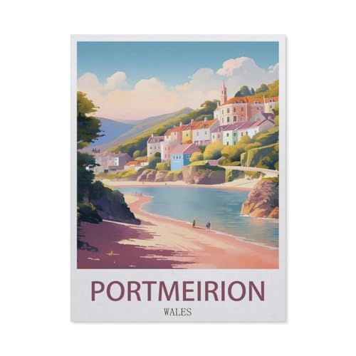 Puzzles 1000 Stück Holz Montage Bild，Portmeirion, Wales，Erwachsene Spiele Lernspielzeug（75x50cm）-DZ27 von YYHMKBYY
