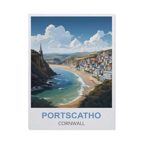 Puzzles 1000 Stück Holz Montage Bild，Portscatho, Cornwall，Filmplakat Für Erwachsene Spiele Lernspielzeug（75x50cm）-EN22 von YYHMKBYY