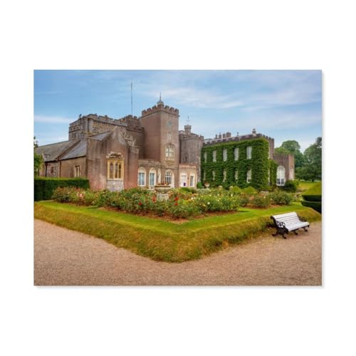 Puzzles 1000 Stück Holz Montage Bild，Powderham Castle，Erwachsene Spiele Lernspielzeug（75x50cm）-AQ59 von YYHMKBYY