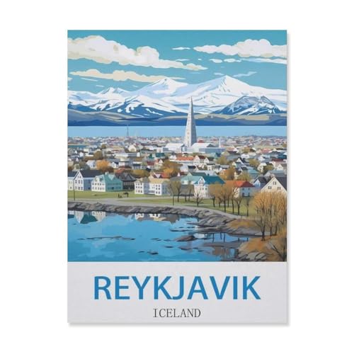 Puzzles 1000 Stück Holz Montage Bild，Reykjavik, Island，Filmplakat Für Erwachsene Spiele Lernspielzeug（75x50cm）-EG52 von YYHMKBYY