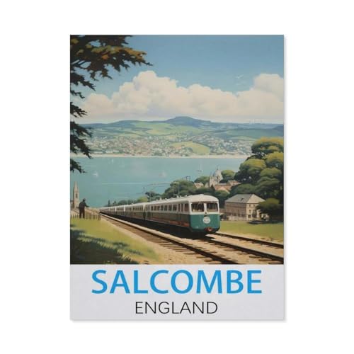Puzzles 1000 Stück Holz Montage Bild，Salcombe, England，Filmplakat Für Erwachsene Spiele Lernspielzeug（75x50cm）-DK63 von YYHMKBYY