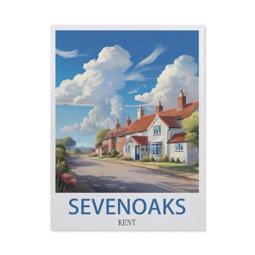 Puzzles 1000 Stück Holz Montage Bild，Sevenoaks Kent Vintage Reiseplakat，Erwachsene Spiele Lernspielzeug（75x50cm）-CE34 von YYHMKBYY