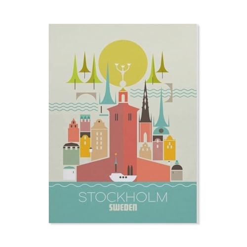 Puzzles 1000 Stück Holz Montage Bild，Stockholm, Schweden，Erwachsene Spiele Lernspielzeug（75x50cm）-BL100 von YYHMKBYY