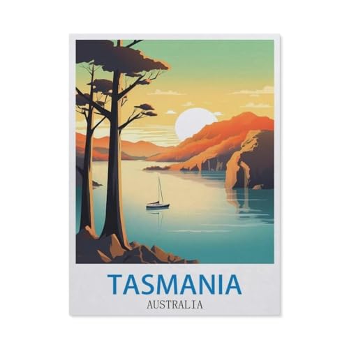 Puzzles 1000 Stück Holz Montage Bild，Tasmanien, Australien，Filmplakat Für Erwachsene Spiele Lernspielzeug（75x50cm）-CL69 von YYHMKBYY