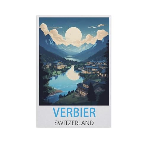 Puzzles 1000 Stück Holz Montage Bild，Verbier der Schweiz，Erwachsene Spiele Lernspielzeug（75x50cm）-FR29 von YYHMKBYY