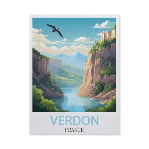 Puzzles 1000 Stück Holz Montage Bild，Verdon Frankreich，Filmplakat Für Erwachsene Spiele Lernspielzeug（75x50cm）-AC79 von YYHMKBYY
