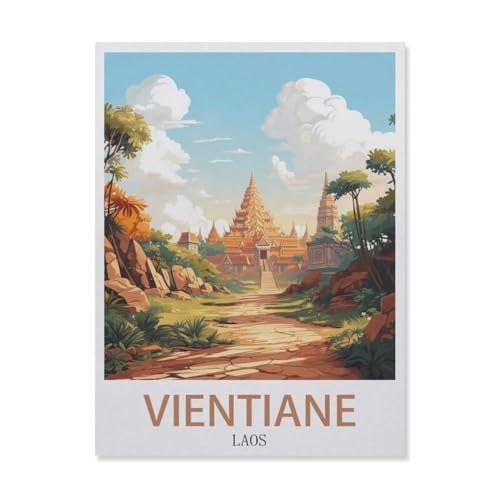 Puzzles 1000 Stück Holz Montage Bild，Vientiane, Laos, Baum，Filmplakat Für Erwachsene Spiele Lernspielzeug（75x50cm）-DT42 von YYHMKBYY
