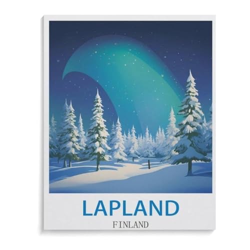 Puzzles 1000 Stück Holz Montage Bild，Vintage-Reiseplakat Lappland Finnland，Erwachsene Spiele Lernspielzeug（75x50cm）-C26 von YYHMKBYY