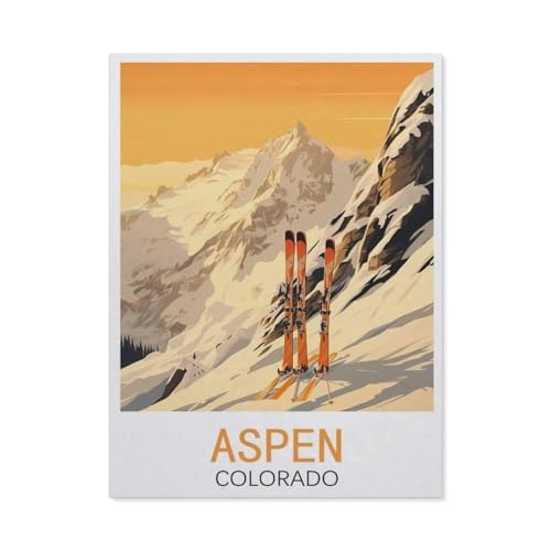 Puzzles 1000 Stück Papier Montage Bild，Aspen Ski Colorado Vintage-Reiseplakate，Erwachsene Spiele Lernspielzeug（50x70cm）-CQ8 von YYHMKBYY