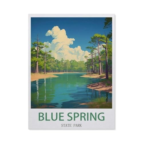Puzzles 1000 Stück Papier Montage Bild，Blue Spring State Park – Vintage Reiseplakate，Filmplakat Für Erwachsene Spiele Lernspielzeug（38x26cm）-DF49 von YYHMKBYY