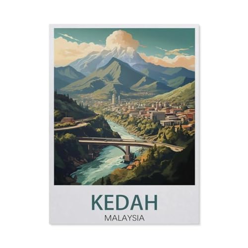 Puzzles 1000 Teile für Erwachsene，Kedah Malaysia Vintage-Reiseposter，Klassische Puzzle Teenager Jungen Mädchen Puzzle Lustige Familienpuzzles In Premium-Qualität Zum Geburtstag（38x26cm）-AW29 von YYHMKBYY