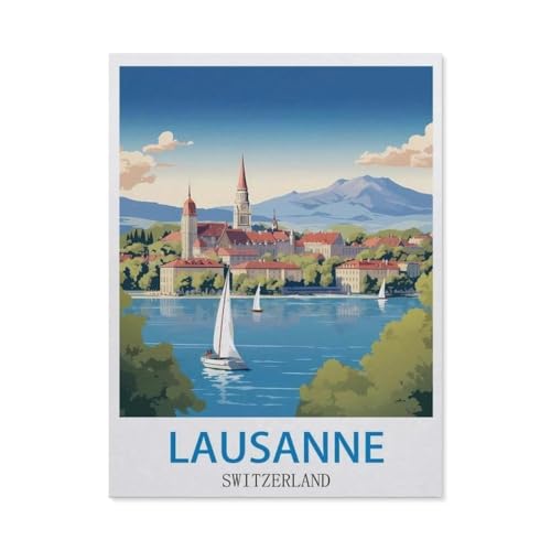 Puzzles 1000 Teile für Erwachsene，Lausanne, Schweiz – Vintage Reiseplakate，Klassische Puzzle Teenager Jungen Mädchen Puzzle Lustige Familienpuzzles In Premium-Qualität Zum Geburtstag（38x26cm）-DD69 von YYHMKBYY