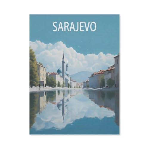 Puzzles Mit 1000 Teilen Puzzles Aus Holz，Sarajevo Bosnien-See-Vintage-Reiseposter，Puzzle 1000 Teile Für Erwachsene Lustige Kreative DIY-Spielzeuggeschenke Für Mädchen Und Jungen（75x50cm）-AM77 von YYHMKBYY