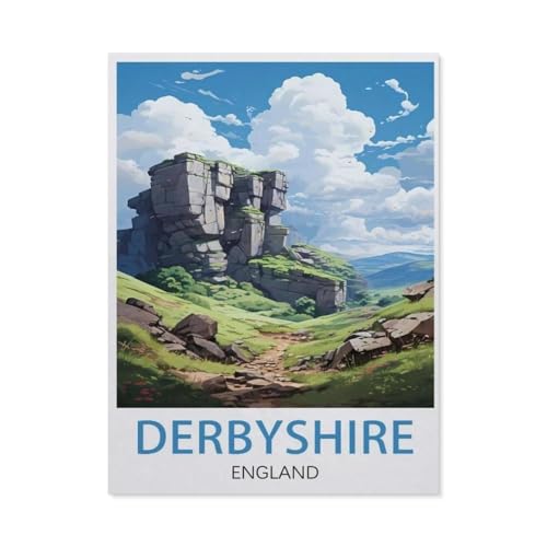 Puzzles Mit 1000 Teilen Puzzles Aus Papier，Derbyshire England Vintage-Reiseposter，Puzzle 1000 Teile Für Erwachsene Lustige Kreative DIY-Spielzeuggeschenke Für Mädchen Und Jungen（50x70cm）-AL31 von YYHMKBYY