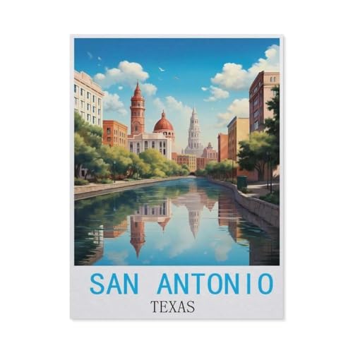 Puzzles Mit 1000 Teilen Puzzles Aus Papier，San Antonio Texas Vintage-Reiseplakat，Puzzle 1000 Teile Für Erwachsene Lustige Kreative DIY-Spielzeuggeschenke Für Mädchen Und Jungen（50x70cm）-CP8 von YYHMKBYY