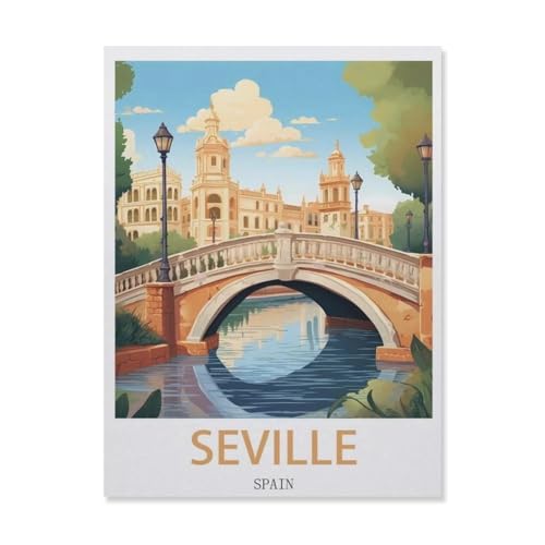 Puzzles für Erwachsene, Puzzle, 1000 Teile, für Erwachsene und Kinder, Sevilla, Spanien, Holzpuzzle, Kunstwerk, intellektives Lernspielzeug, Geschenke (75 x 50 cm), EJ1 von YYHMKBYY