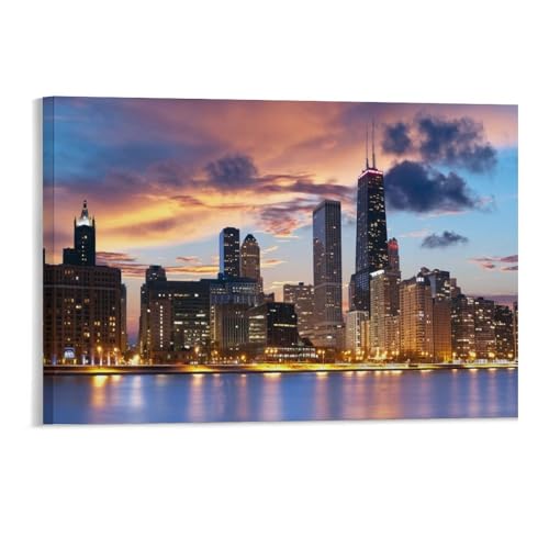 Puzzles für Erwachsene 1000 Teile，Chicago Skyline，Klassische Puzzle Teenager Jungen Mädchen Puzzle für DIY Intellektuelles Lernspiel, Geschenk-Wohnkultur（75x50cm）-181 von YYHMKBYY