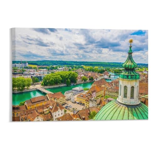 Puzzles für Erwachsene 1000 Teile，Luftbild von Solothurn mit vorbeiziehender Aare，Klassische Puzzle Teenager Jungen Mädchen Puzzle für DIY Intellektuelles Lernspiel, Geschenk-Wohnkultur（38x26cm）-133 von YYHMKBYY