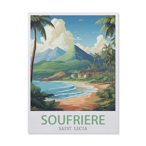 Puzzles mit 1000 Teilen, Soufrière, St. Lucia, Berg, Puzzle für Erwachsene, 1000 Teile, stimulierendes Puzzlespiel/Weihnachten der Feiertage (50 x 70 cm) -DT11 von YYHMKBYY