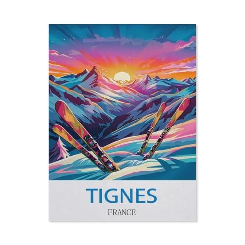 Puzzle 1000 Teile DIY Holz Puzzle，Tignes, Frankreich，Freizeit Creative Kreuzworträtsel Spiel Kind Puzzle Spielzeug Geburtstag Festival Einzigartiges Geschenk（75x50cm）-ED24 von YYHMKBYY