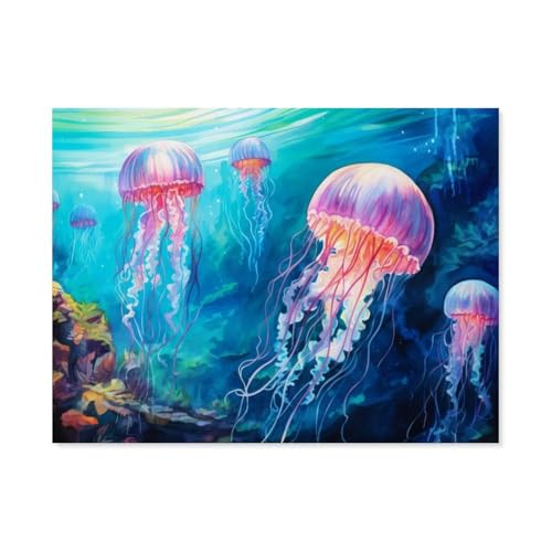 Quallen，Puzzles 1000 Teile für Erwachsene, Klassische Puzzle Jungen Mädchen Puzzle für Kinder Teenager Lernspiel Spielzeug（38x26cm）-AO18 von YYHMKBYY