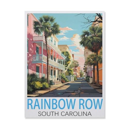 Rainbow Row, South Carolina，1000 Stück Erwachsene Holz Landschaft Puzzles Für Kinder Lernspielzeug Geschenke（75x50cm）-FM79 von YYHMKBYY