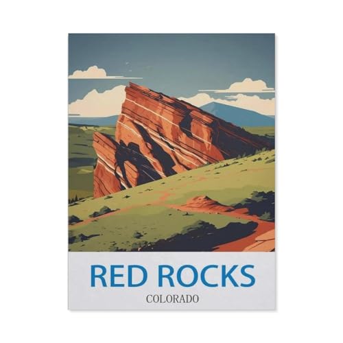 Red Rocks Colorado Vintage-Reiseposter, Holz-Puzzle, 1000 Teile, Spielzeug für Erwachsene, Dekompressionsspiel (75 x 50 cm), CU15 von YYHMKBYY