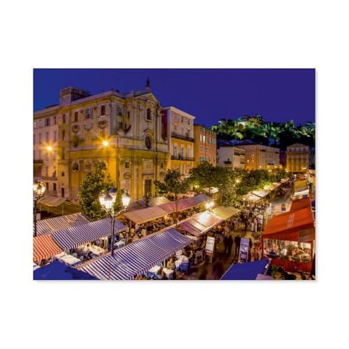 Restaurants am Cours Saleya，1000 Teile, Puzzle Aus Papier Für Erwachsene Und Kinder Ab 12 Jahren, Lernspielzeug（38x26cm）-AU59 von YYHMKBYY