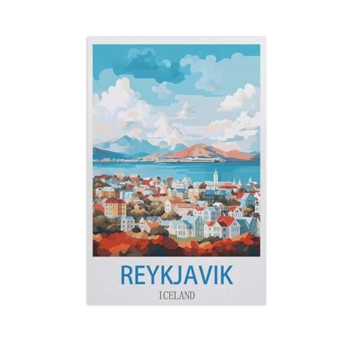 Reykjavik, Island，Puzzle 1000 Teile Holz Puzzle Geeignet Für Erwachsene Kinder Familien Stressabbau Puzzlespiele（75x50cm）-GE34 von YYHMKBYY