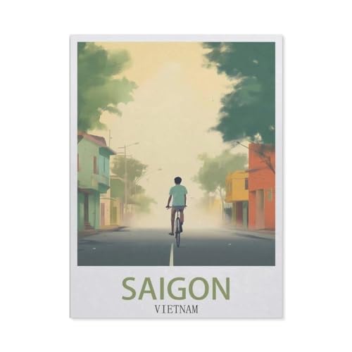 Saigon, Vietnam – Vintage Reiseplakate，Puzzle 1000 Teile Papier Puzzle Erwachsene Kinder Lernspielzeug Familie Dekompressionsspiel（50x70cm）-DE56 von YYHMKBYY