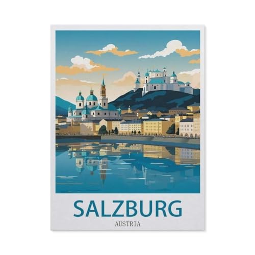 Puzzle 1000 Teile DIY Holz Puzzle，Salzburg, Österreich，Freizeit Creative Kreuzworträtsel Spiel Kind Puzzle Spielzeug Geburtstag Festival Einzigartiges Geschenk（75x50cm）-EK67 von YYHMKBYY