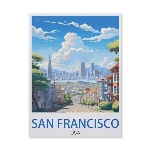 San Francisco, Kalifornien，Puzzles 1000 Stück Puzzles Für Erwachsene Kinder Klassisches Familienpuzzle Indoor DIY Spielzeug Geburtstagsgeschenk（38x26cm）-DM70 von YYHMKBYY