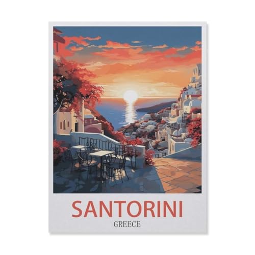 Santorin, Griechenland, Sonnenuntergang，Papier Puzzle 1000 Stück Adult Toys Dekompressionsspiel（50x70cm）-DT96 von YYHMKBYY