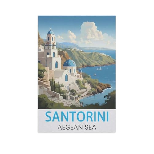 Santorin Ägäisische Meer，Puzzles 1000 Teile für Erwachsene, Klassische Puzzle Jungen Mädchen Puzzle für Kinder Teenager Lernspiel Spielzeug（38x26cm）-FT26 von YYHMKBYY
