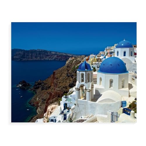 Santorin - Perle der Kykladen，1000 Teile, Puzzle Aus Papier Für Erwachsene Und Kinder Ab 12 Jahren, Lernspielzeug（38x26cm）-AW69 von YYHMKBYY