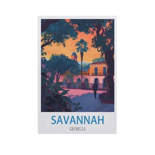 Savannah, Georgia，Puzzle 1000 Teile Holz Puzzle Geeignet Für Erwachsene Kinder Familien Stressabbau Puzzlespiele（75x50cm）-GA66 von YYHMKBYY