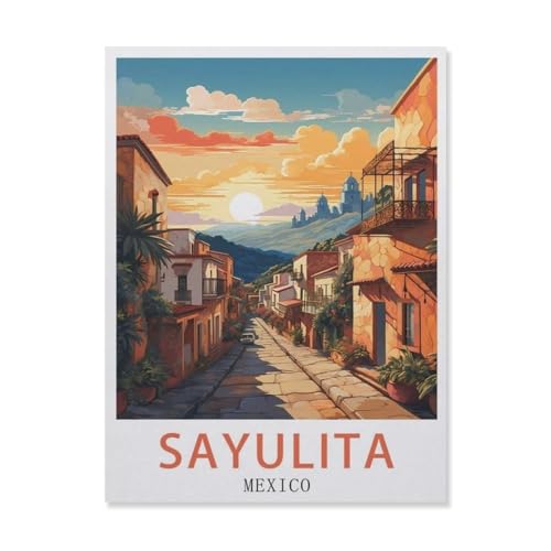 Sayulita, Mexiko, 1000 Teile, Puzzlespielzeug aus Papier, abstrakte Kunst, Familienspiel, Schwierigkeitsgrad, Herausforderung Puzzle (50 x 70 cm) -DQ44 von YYHMKBYY