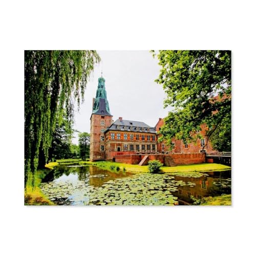 Schloss Raesfeld, die Hofseite der Oberburg im Münsterland，Für Erwachsene Familie Stress Relief Puzzle Spielzeug - Familie Spaß Herausforderung Spielzeug - 1000 Teile Puzzle（38x26cm）-AV19 von YYHMKBYY