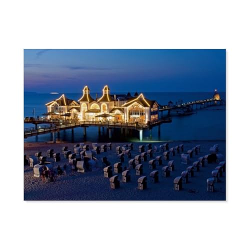 Seebrücke, Sellin, Insel Rügen，Puzzle 1000 Teile Papier Puzzle Geeignet Für Erwachsene Kinder Familien Stressabbau Puzzlespiele（38x26cm）-AU9 von YYHMKBYY