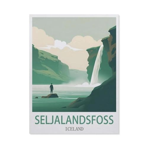 Seljalandsfoss, Island，Papier Puzzle 1000 Teile Spielzeug Für Erwachsene Dekompressionsspiel（38x26cm）-EA57 von YYHMKBYY