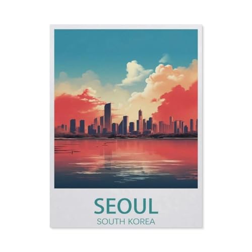 Seoul Südkorea, Vintage-Reiseposter，1000 Piece Puzzles Für Kid Adult Toy Geschenk DIY Game（50x70cm）-BB68 von YYHMKBYY