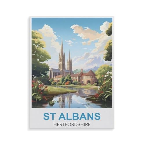 St. Albans Hertfordshire，1000 Teile, Puzzle Aus Holz Für Erwachsene Und Kinder Ab 12 Jahren, Lernspielzeug（75x50cm）-GR60 von YYHMKBYY