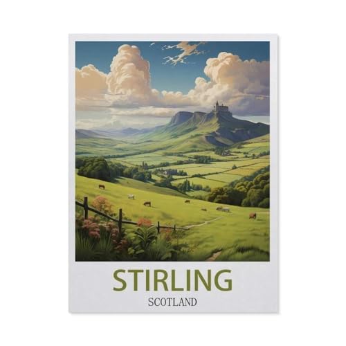 Stirling Schottland Vintage Reiseplakat，Puzzle 1000 Teile Erwachsene Kinde Spaß Lernspielzeug Geschenke（50x70cm）-CE26 von YYHMKBYY