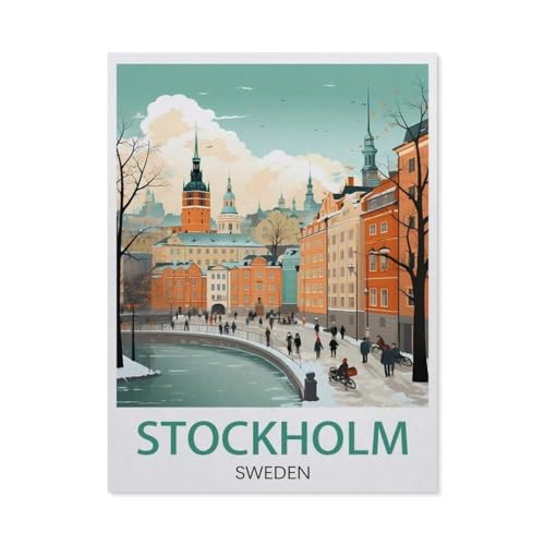 Stockholm Schweden Vintage-Reiseposter，Puzzles für Erwachsene 1000 Teile, Klassische Puzzle Puzzle Schwierig für Erwachsene Teenager Freizeit Spaß Spiel Spielzeug （38x26cm）-AP78 von YYHMKBYY