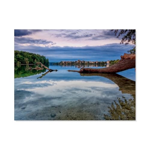 Straussee mit Blick auf Strausberg，1000 Teile, Puzzle Aus Holz Für Erwachsene Und Kinder Ab 12 Jahren, Lernspielzeug（75x50cm）-AY37 von YYHMKBYY